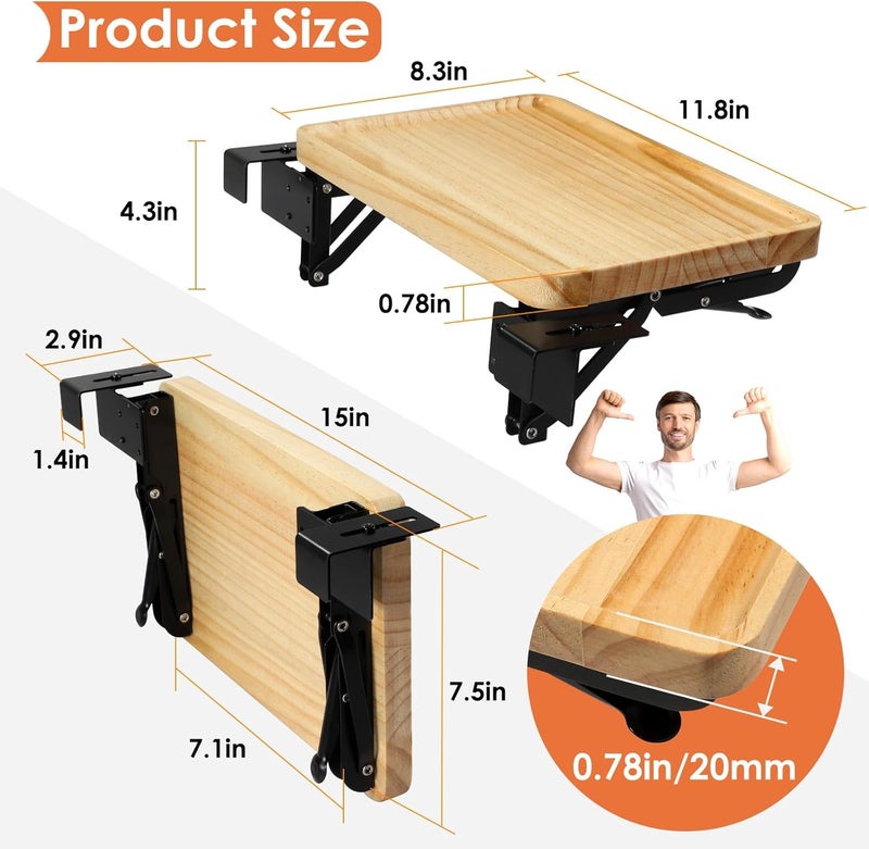 SKMYL Foldable Bedside Shelf, Bunk Bed Shelf, Bed Side Tray for Bunk Beds in University Dormitories, Simple Nightstand, Wood and Steel - Image 2